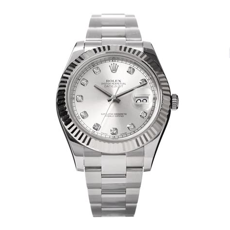 mens rolex oyster perpetual datejust stainless steel white gold watch